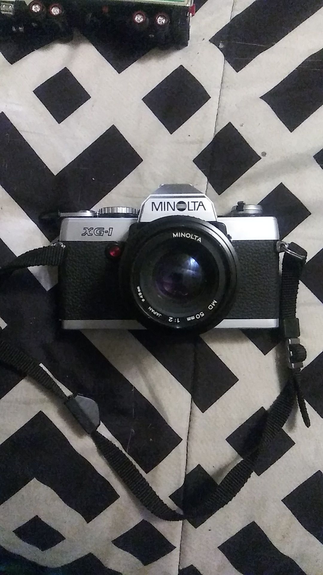 Vintage minotola XG 135 mm camera with 50 mm 2 to 1 lens