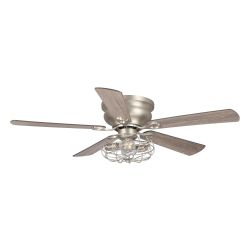Parrot Uncle 48" Thurber Industrial Satin Nickel Flush Mount Ceiling Fan with Light – Open Box