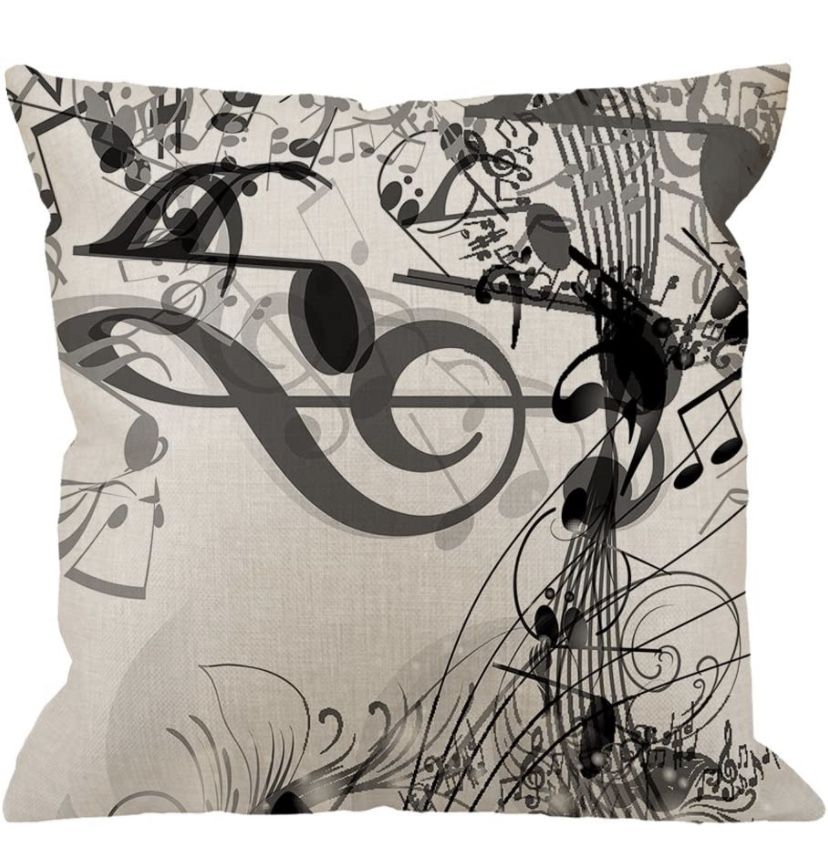HGOD DESIGNS Music Notes Pillow Case,Black-White Music