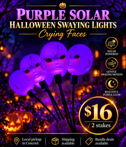 Purple Solar Halloween Crying Face Lights – Spooky Outdoor Yard Decor