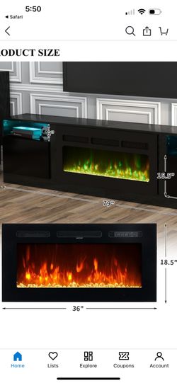 Electric Fireplace For TV Wall