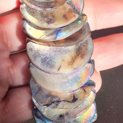 Vintage Wide Black Abalone Flex Bracelet 