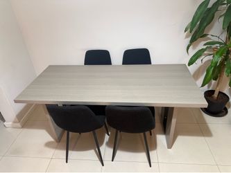 Modern Wood & Metal Dining Table