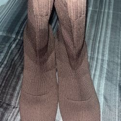 Forever 21 lug-sole sock bootie in brown 