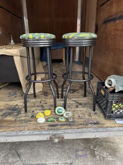 2- Green Bay Packers 360* Black 31” Crome Bar Stool w/Free Packer Extras