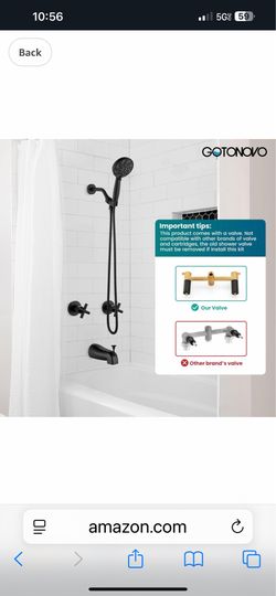 gotonovo 2 Handles Tub Shower Faucet Set,Bathtub Faucet Set with 6 Modes Handheld Spray Shower System with Tub Spout,Shower Head and C10 bl  $50