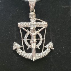 Sterling Silver With Diamonds Cross Pendant  Brand New Never Worn