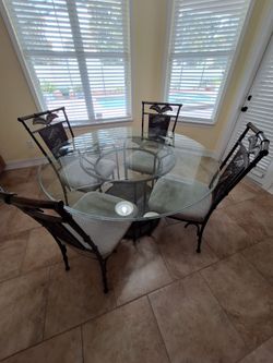 Glass and Metal Dining Table