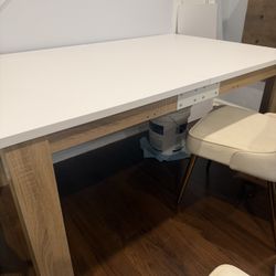 Extendable White Top Wood Leg Dining Table
