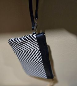 Banana Republic Black and White Woven Wristlet Clutch