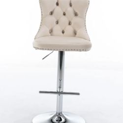 Tufted fabric barstool With Nailhead Trim NEW IN NOX 
