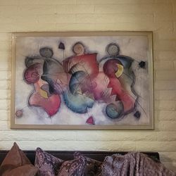 Y2K WALL ART PICTURE ABSTRACT PAINTING * QUEST * BY ERIC WAUGH INTEGRATED FRAME W/GLOSSY RESIN  SCULPTURE FRAME 