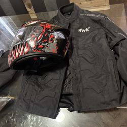 Motorcycle Helmet And Jacket New