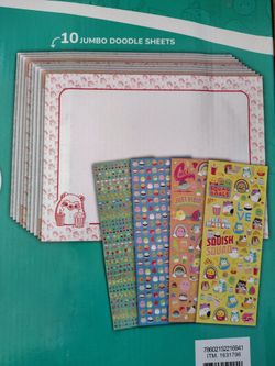 Squishmallows 1000+ Sticker Sheet (23" x 15") AND 10 Jumbo Doodle Sheets 20x15"