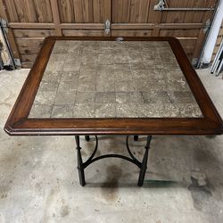 Wood/Tile Card Table and Chairs