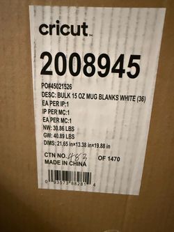 New Cricut Ceramic-Coated Mugs, 15 Oz, 34 Count, White