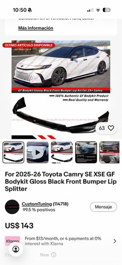 Front bumper lip splitter  Toyota Camry 2025/2026