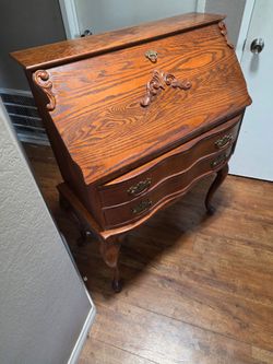 French Provincial Secretary Desk, Oak