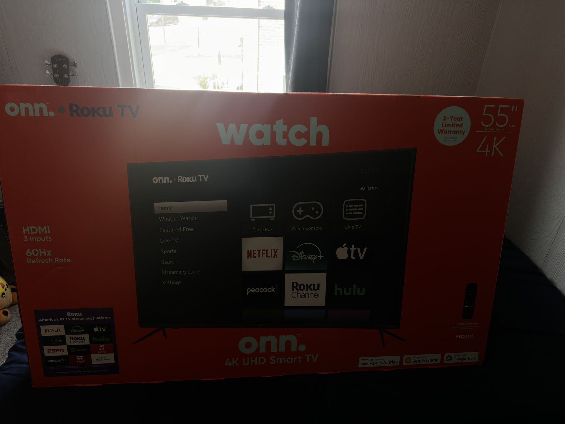 onn 55" Class 4K UHD (2160P) LED Roku Smart Television HDR