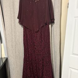 Beautiful Lace And Sequins Formal Dress  With Caplet 