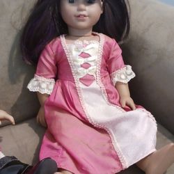 American Girl Doll In Pink Dress Brunette