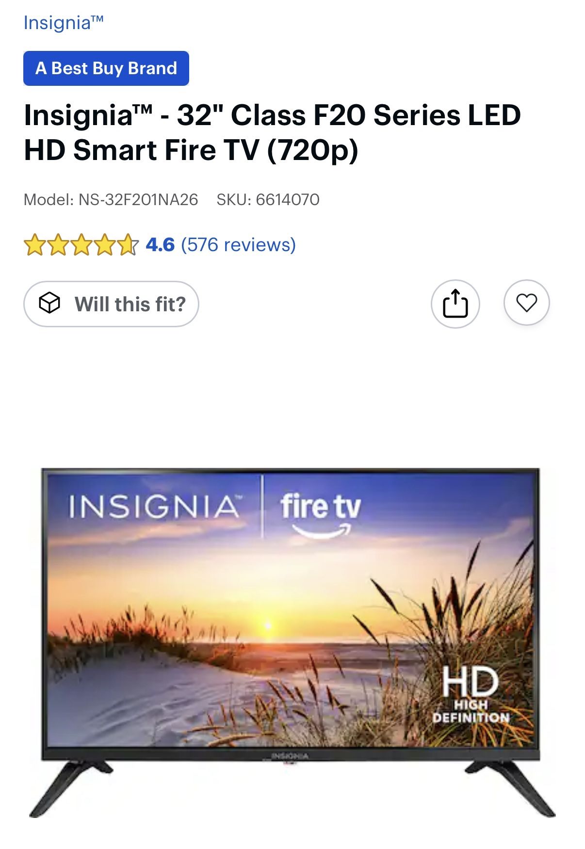 BRAND NEW Insignia 32” HD Fire TV