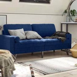 2-Seater Sofa, Couch with Velvet Fabric, for Small Apartments, Guest Room, Teenager's Room, with Wooden Frame, Easy Assembly, 69.7 x 32.5 