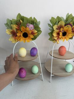 Two Easter 🐰 egg or cupcake display holders collapseable for storage. Can be used for any event party table display baby spring shower. Mother's day,