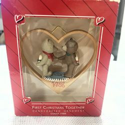 Vintage Hallmark 1988 First Christmas Together Handcrafted Keepsake Ornament