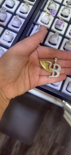 Gold, Initial, Letter, B With Diamonds 