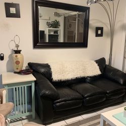 Couch $169 🍀🛋🎈🍀🎁 Sofa, Living Room Furniture, Living Room Set, Real Leather Couch, Loveseat, Black Couch, Office Furniture, Office Couch. 