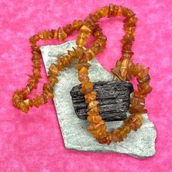 Genuine Baltic Amber Nugget Necklace 24”.