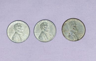 1943 P,D,S, WARTIME Steel Cents Pennies Set