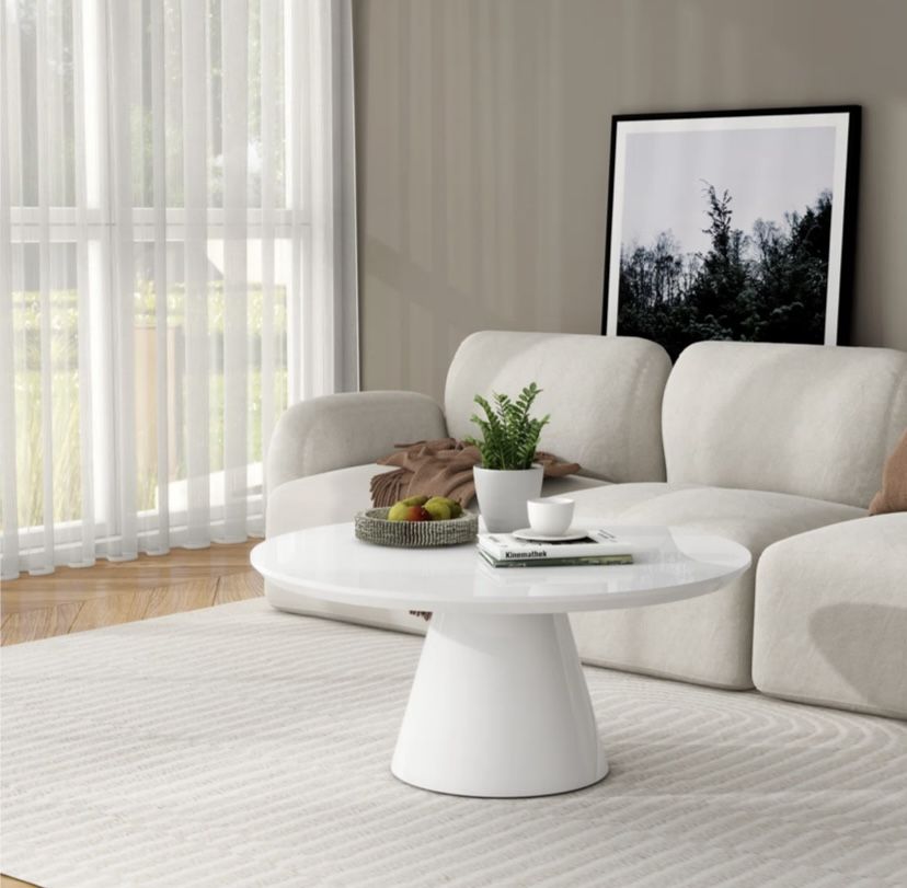 Modern Glossy 35" Round Coffee Table