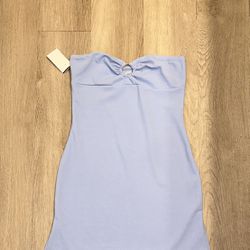 Blue Strapless BodyCon Dress 