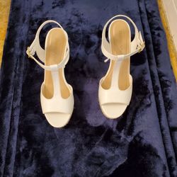 Women's Wedge Sandals White Sz 9M