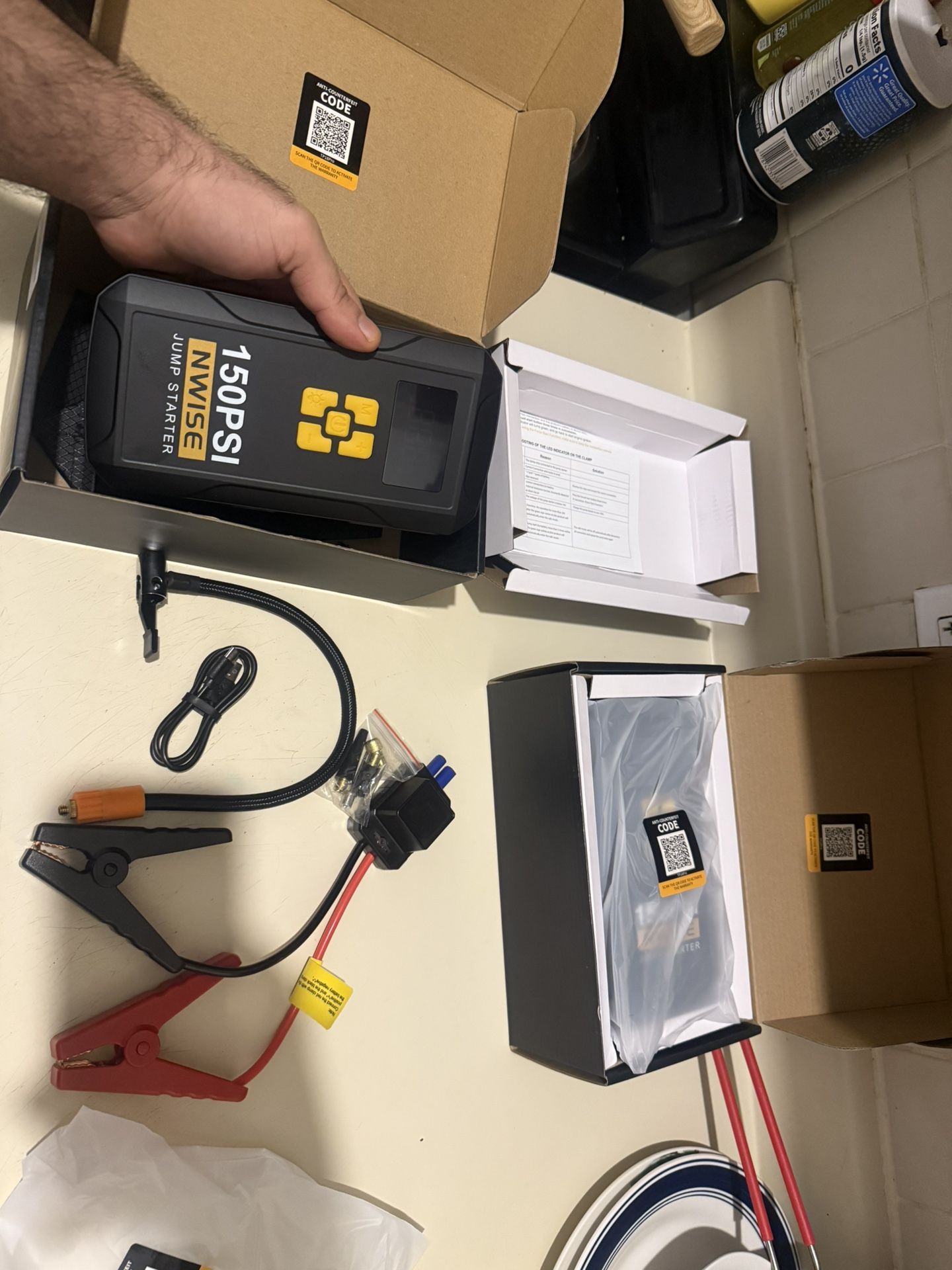 6000 AMP Portable Car Jump Starter with Air Compressor, 150PSI Jump Box Battery Pack with Digital Tire Inflator,12V Booster Pack with Large LCD Displa