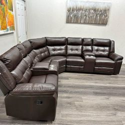 Brand New Brown Recliner Sectional Sofa 