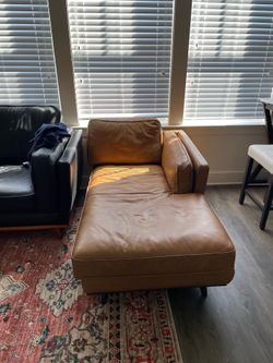 Brown leather chaise