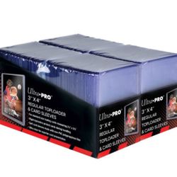 Ultra PRO 3" x 4" Clear Regular Toploaders with Card Sleeves  35pt Standard Size 200ct Bundle