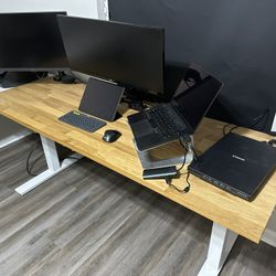 Adjustable Desk Legs + IKEA Long Solid Wood Dining Table