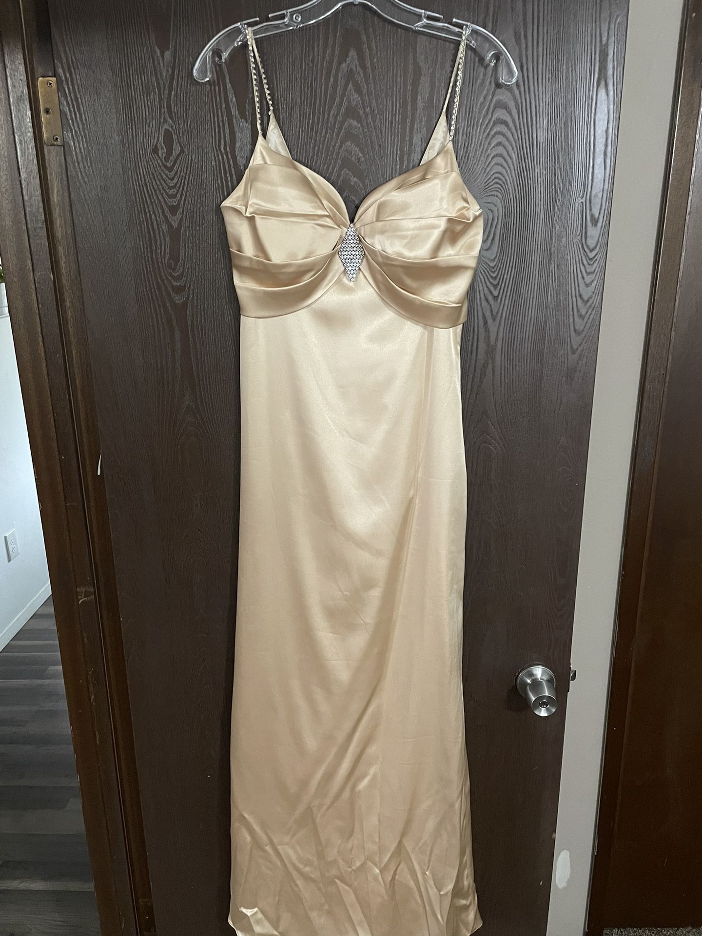 Full Length Gold Prom Dress