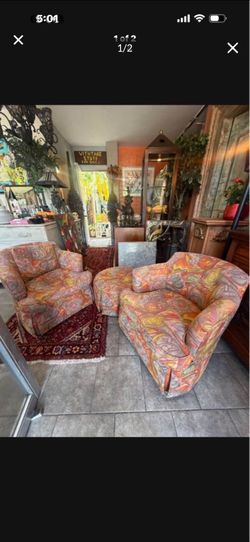 Antique beautiful club Chairs with ottoman