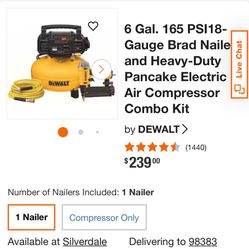 Nailer And Compressor Combo Kit 