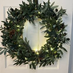 Olive Branch Wreath With Lights/timer