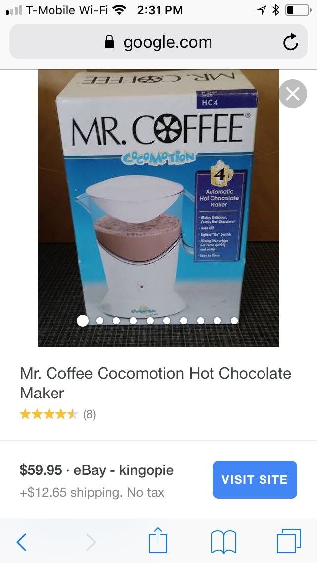 MR COFFEE Cocomotion 4 Cup Automatic HOT CHOCOLATE MAKER Machine HC4 for  Sale in Lake Worth, FL - OfferUp