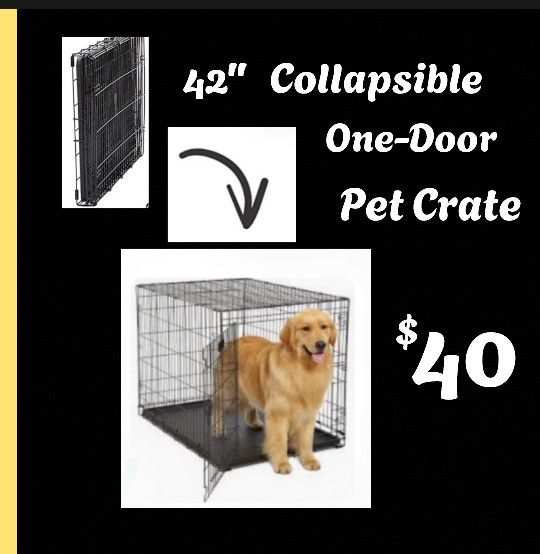 42"L Collapsible Single-Door Dog Pet Crate Cage