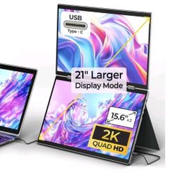 YUBWVO Dualviews 2K Dual Screen 15.6" Foldable Portable Laptop Monitor USB-C 