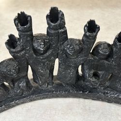 Vintage Brutalist Hanukkah Menorah Sculpture Maccabee Judaica MCM Ellen Lord