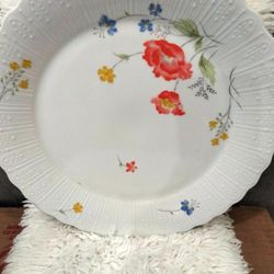 Orange Flower Bowl And Serving Plate